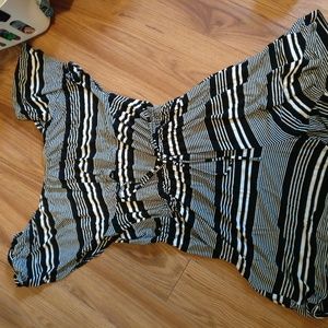 Black and white stripes romper